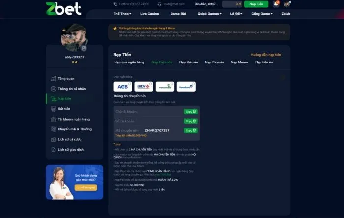 Điều kiện cần khi tham gia nạp tiền ZBET
